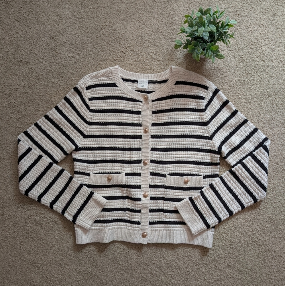 Abercrombie Kids Stripe Knit Cardigan Girls 17/18 OR Women's Small/Medium